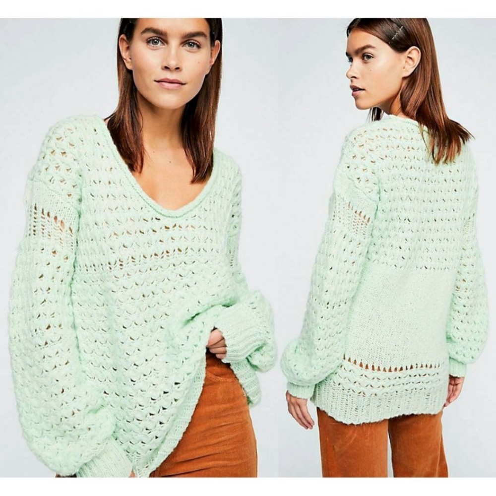 Free People Crashing Waves Sweater in mint